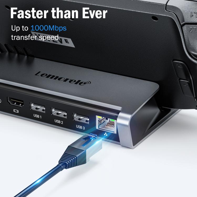 Lemorele Dockningsstation X23L 6-i-1 med HDMI 4K, kortläsare och 100W PD / USB-C-nav / PC-hubb