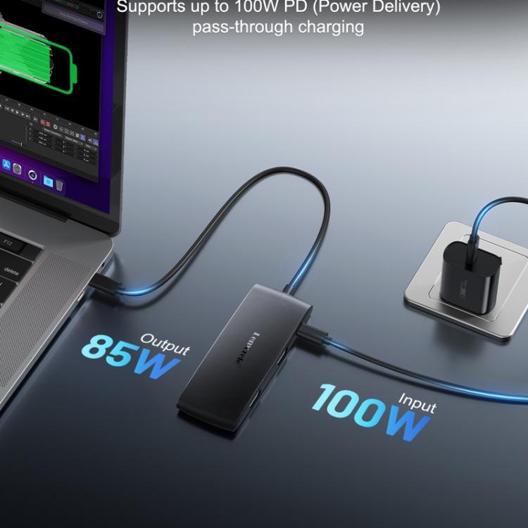 Lemorele Dockningsstation TC510 7-i-1 med HDMI 4K och 100W PD / USB-C-docka / Datorhubb