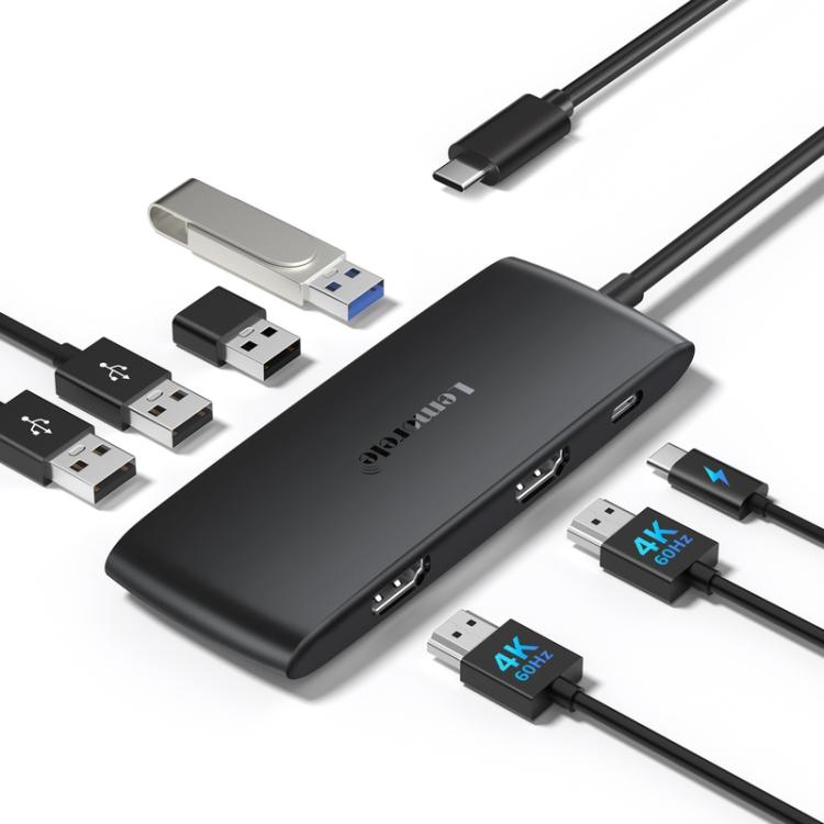 Lemorele Dockningsstation TC510 7-i-1 med HDMI 4K och 100W PD / USB-C-docka / Datorhubb