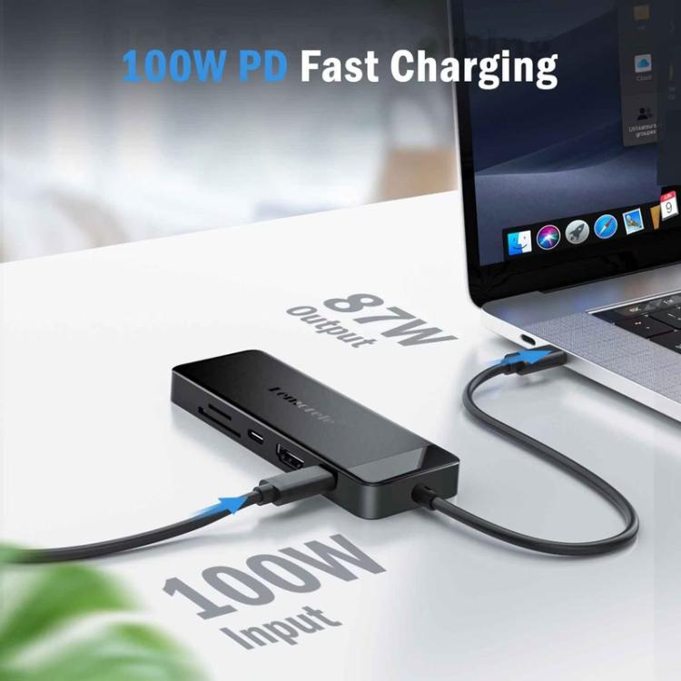 Lemorele Dockningsstation TC92 9-i-1 med HDMI 4K, Ethernet och 100W PD / USB-C-hubb / Datorhubb