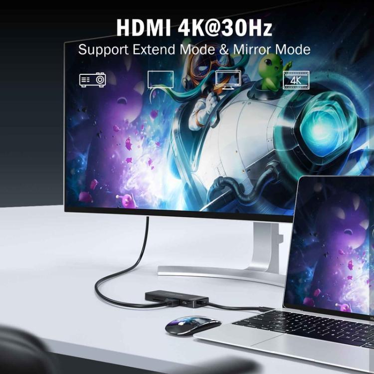 Lemorele Dockningsstation TC92 9-i-1 med HDMI 4K, Ethernet och 100W PD / USB-C-hubb / Datorhubb