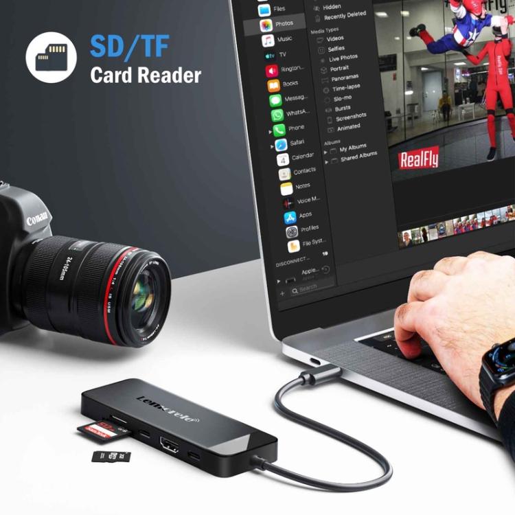 Lemorele Dockningsstation TC92 9-i-1 med HDMI 4K, Ethernet och 100W PD / USB-C-hubb / Datorhubb