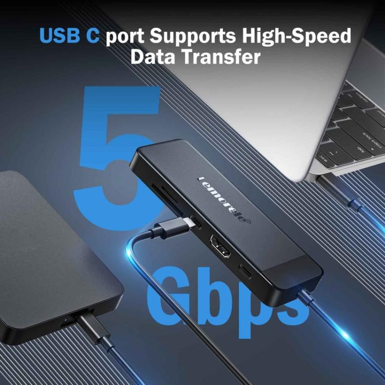 Lemorele Dockningsstation TC92 9-i-1 med HDMI 4K, Ethernet och 100W PD / USB-C-hubb / Datorhubb