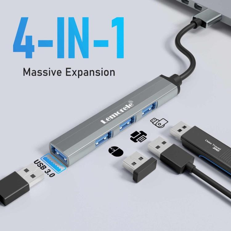 Lemorele USB-C Hubb TC53 med 4 USB-portar / USB-portreplikator / USB-C-förgrenare