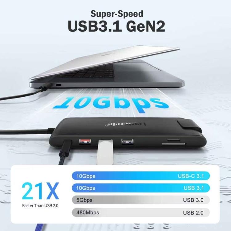Lemorele Dockningsstation TC96 USB-C med HDMI 4K, Ethernet och PD-laddning / USB-dock / PC-hubb