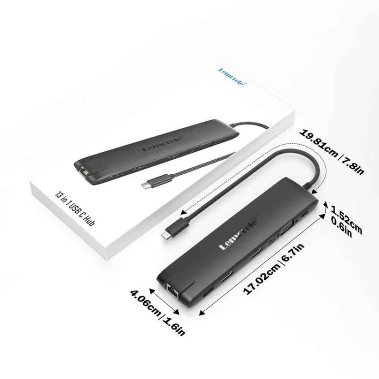 Lemorele Dockningsstation TC96 USB-C med HDMI 4K, Ethernet och PD-laddning / USB-dock / PC-hubb