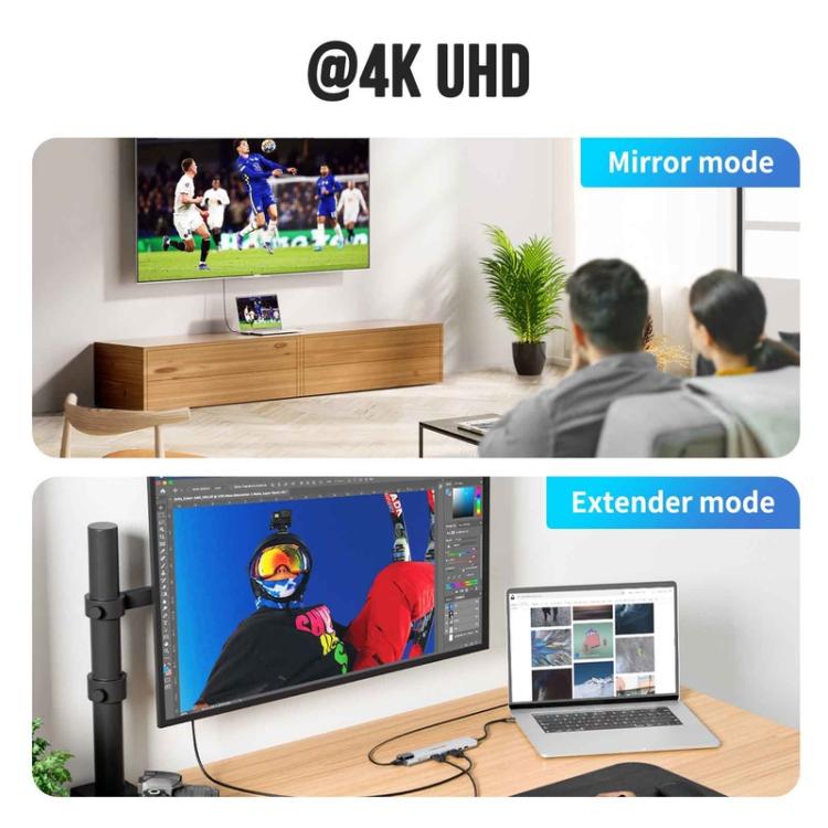 Lemorele Dockningsstation TC19L Plus 8-i-1 med HDMI 4K, Ethernet och 100W PD / USB-hubb / USB-dock
