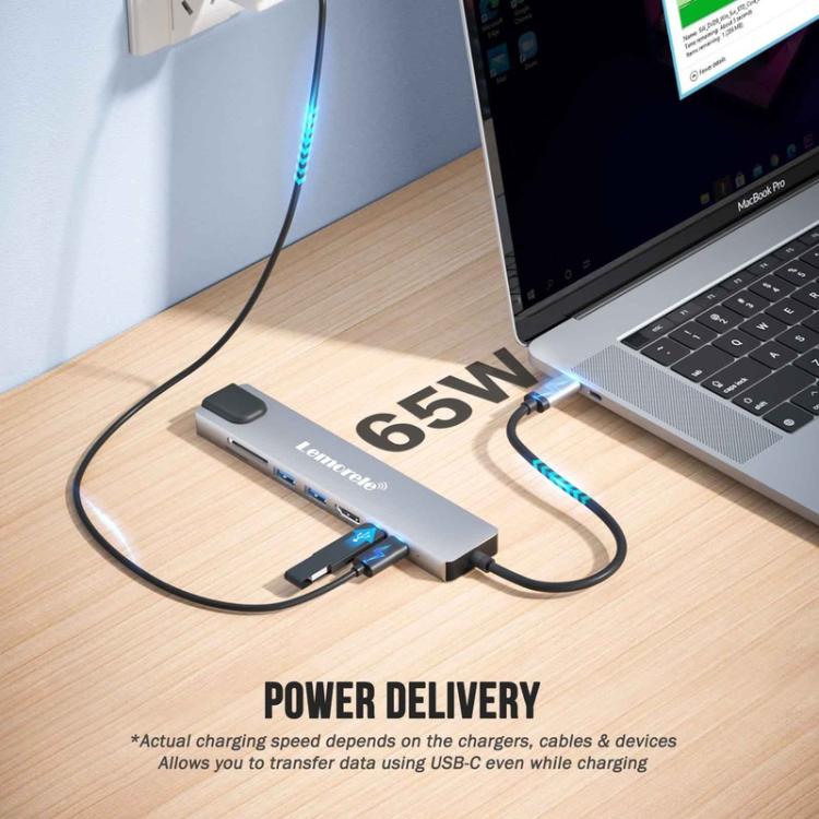 Lemorele Dockningsstation TC19L Plus 8-i-1 med HDMI 4K, Ethernet och 100W PD / USB-hubb / USB-dock