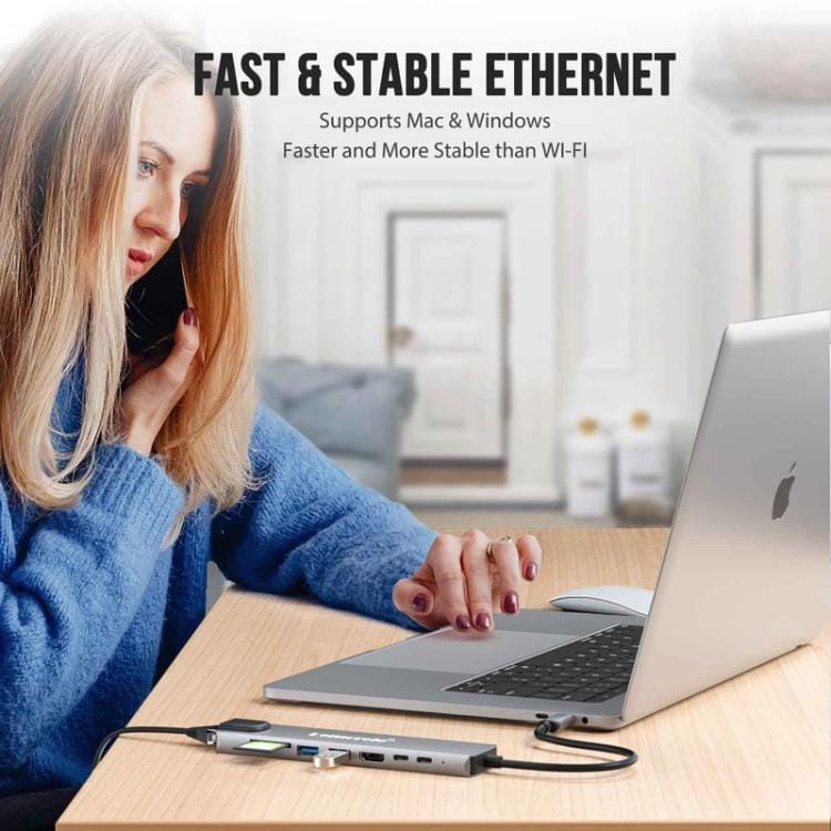 Lemorele Dockningsstation TC19L Plus 8-i-1 med HDMI 4K, Ethernet och 100W PD / USB-hubb / USB-dock