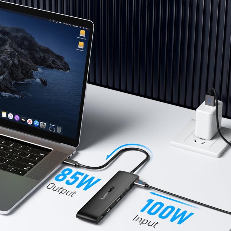 Lemorele Dockningsstation TC97 USB-C med HDMI 4K, Gigabit Ethernet och PD-laddning / PC-dock / Hubb