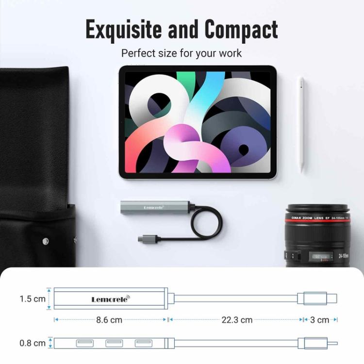 Lemorele Dockningsstation TC57 4-i-1 med HDMI 4K och 100W PD / USB-C-hubb / Multiportadapter