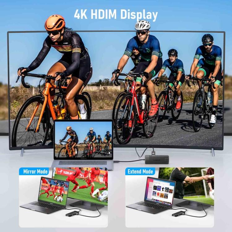Lemorele Dockningsstation TC93 10-i-1 med HDMI, Gigabit Ethernet och PD-laddning / Docka / USB-hubb
