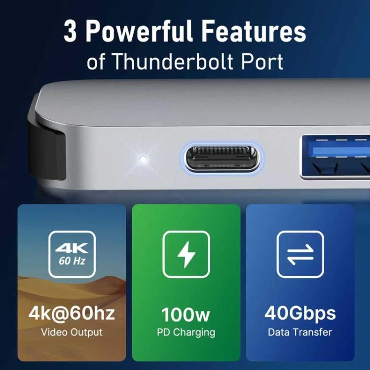 Lemorele Dockningsstation TC52 7-i-2 med HDMI 4K och 100W PD / USB-C-hubb / Multiportadapter