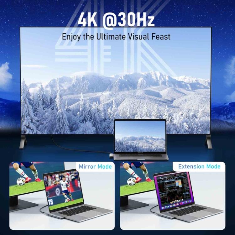 Lemorele Dockningsstation TC52 7-i-2 med HDMI 4K och 100W PD / USB-C-hubb / Multiportadapter