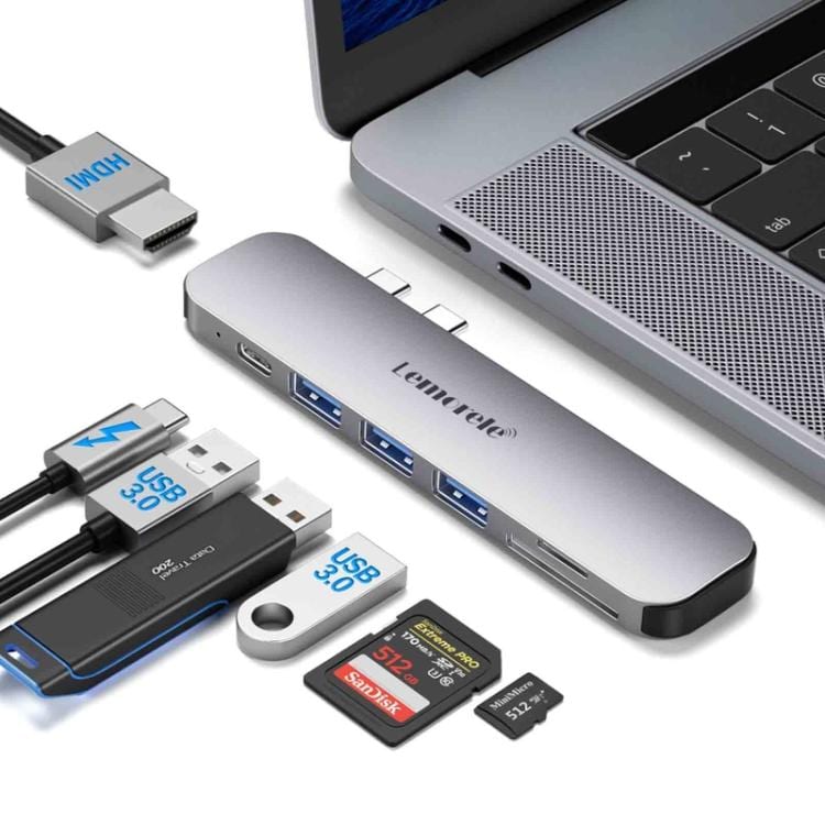 Lemorele Dockningsstation TC52 7-i-2 med HDMI 4K och 100W PD / USB-C-hubb / Multiportadapter