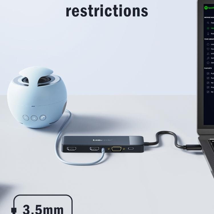 Lemorele Dockningsstation TC94 10-i-1 med dubbel HDMI, VGA och 100W PD / USB-C-docka / AV-hubb
