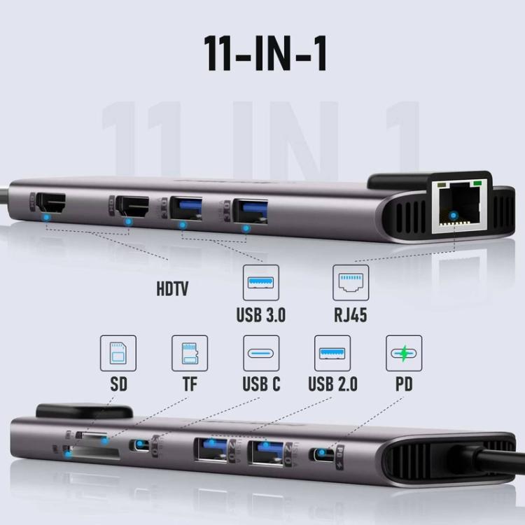 Lemorele Dockningsstation TC65L USB-C med HDMI 4K, Gigabit Ethernet och PD-laddning / Docka / Hubb