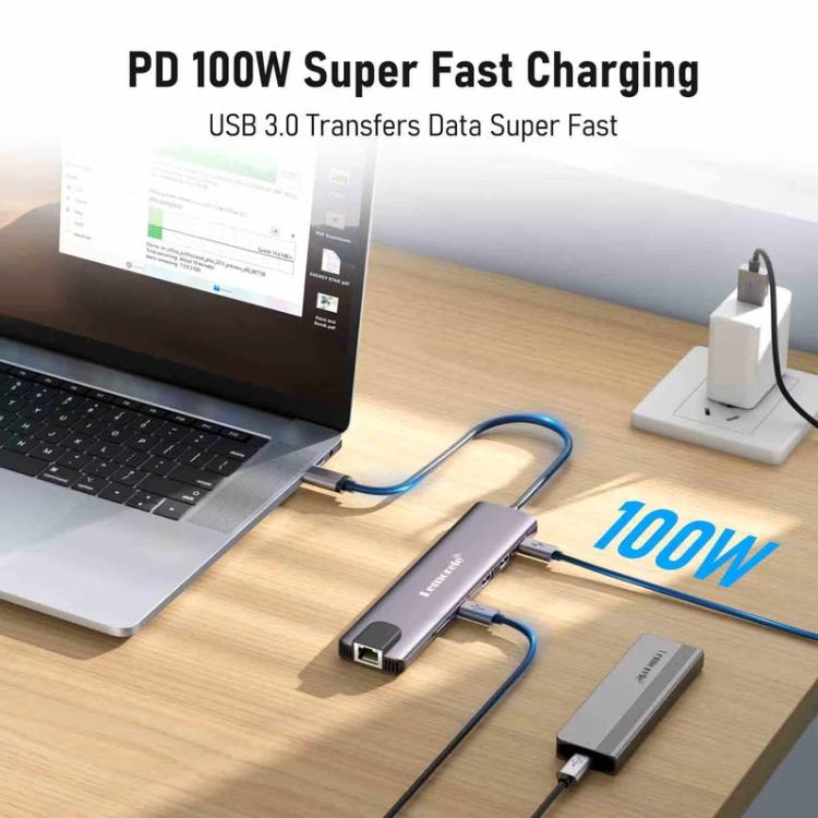 Lemorele Dockningsstation TC65L USB-C med HDMI 4K, Gigabit Ethernet och PD-laddning / Docka / Hubb