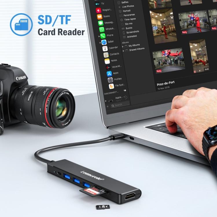 Lemorele Dockningsstation TC90 7-i-1 med HDMI 4K, Gigabit Ethernet och 100W PD / USB-docka / Hubb