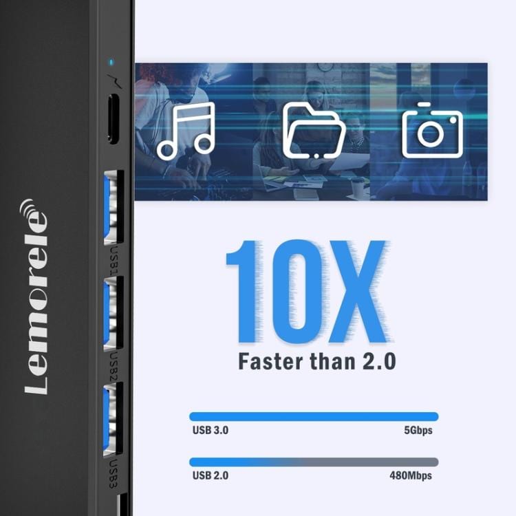 Lemorele Dockningsstation TC90 7-i-1 med HDMI 4K, Gigabit Ethernet och 100W PD / USB-docka / Hubb