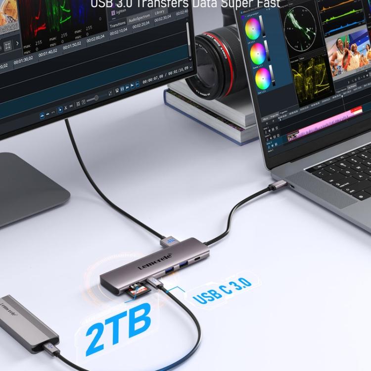 Lemorele Dockningsstation TC91 USB-C för trippelskärm med Ethernet och 100W PD / USB-docka / Hubb