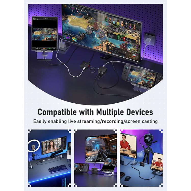 Lemorele Videoinspelningskort AC12 Mini HDMI till USB-C med loop out / Videograbber / USB-kort