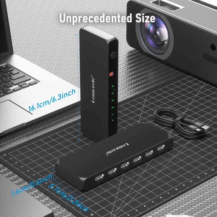 Lemorele HDMI-switch G96 5-in/1-ut 4K med fjärrkontroll / HDMI-växlare / 5-portars switch