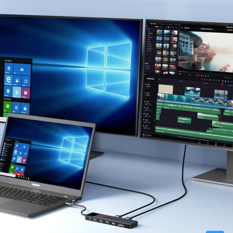 Lemorele Dockningsstation TC200 13-i-1 med HDMI, VGA och flera portar / USB-C-hubb / Multidock