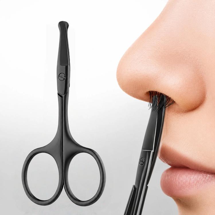 Näshårssax / grooming-sax för näsa, öron, ögonbryn, mustasch och skägg – Svart