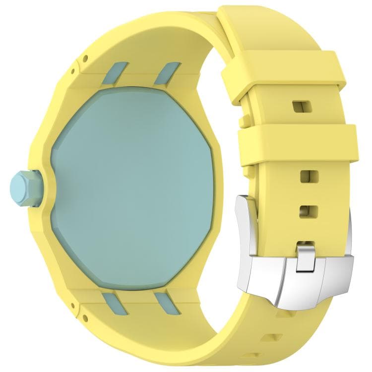 Klockarmband i silikon till Swatch Royal Pop / Audemars Piguet / silikonarmband med stiftspänne – Gul/Blå