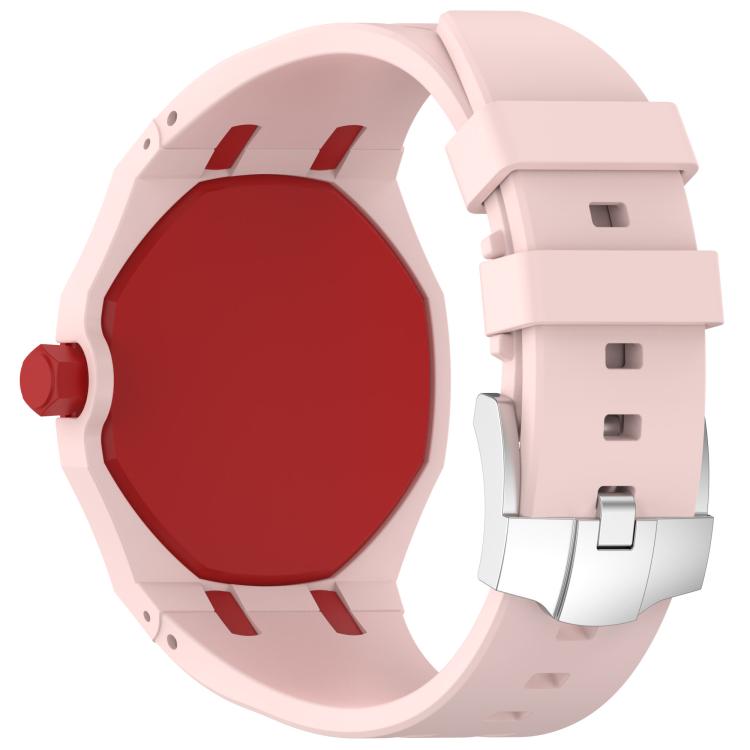 Klockarmband i silikon till Swatch Royal Pop / Audemars Piguet / silikonarmband med stiftspänne – Rosa/Röd