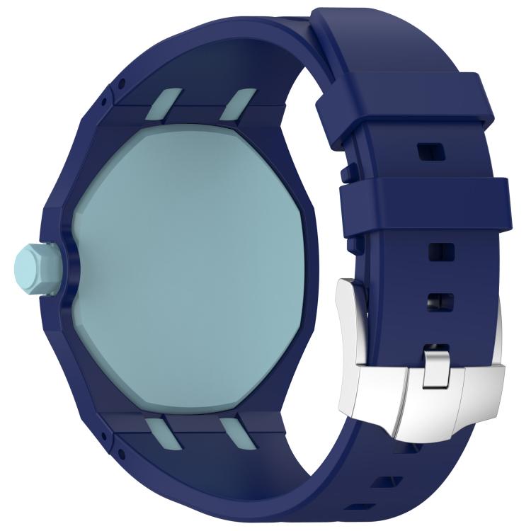 Klockarmband till Swatch Royal Pop / Audemars Piguet / silikonarmband med stiftspänne – Mörkblå/Ljusblå