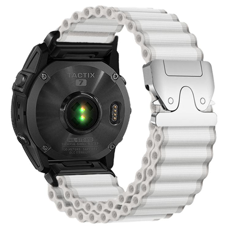 Klockarmband i nylon 26mm till Garmin - Vit/Silver / Garminarmband / 26 mm klockarmband