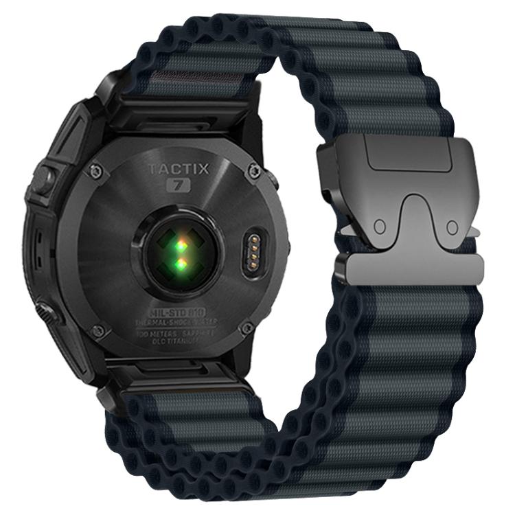 Klockarmband i nylon 26mm till Garmin - Mörkgrå/Svart / Garminarmband / 26 mm klockarmband