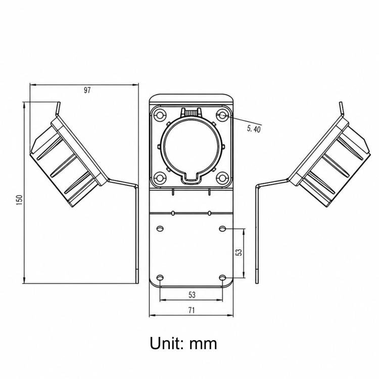 Holder for ladekontakt type 1 (J1772) / J1772-kontakt holder / Ladekontaktfeste