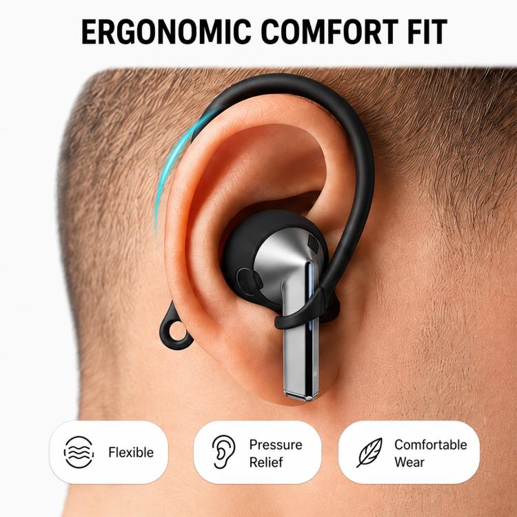 Sportkit med öronkrokar och tappsäkert band till Galaxy Buds3 Pro - Svart / Öronkit / Sportskydd