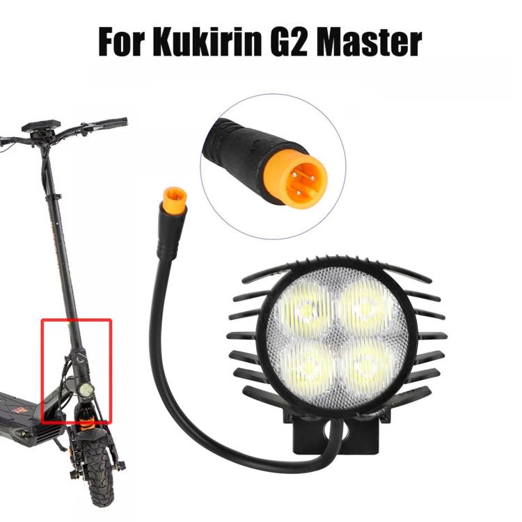 LED-strålkastare till Kukirin G2 Master / Elscooterlampa / Framlampa med signalhorn