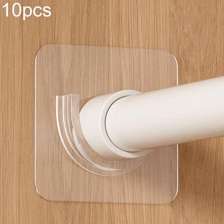 Självhäftande hållare för teleskopstänger 10-pack, upp till 4,5cm - Transparent / Stångstöd / Clips