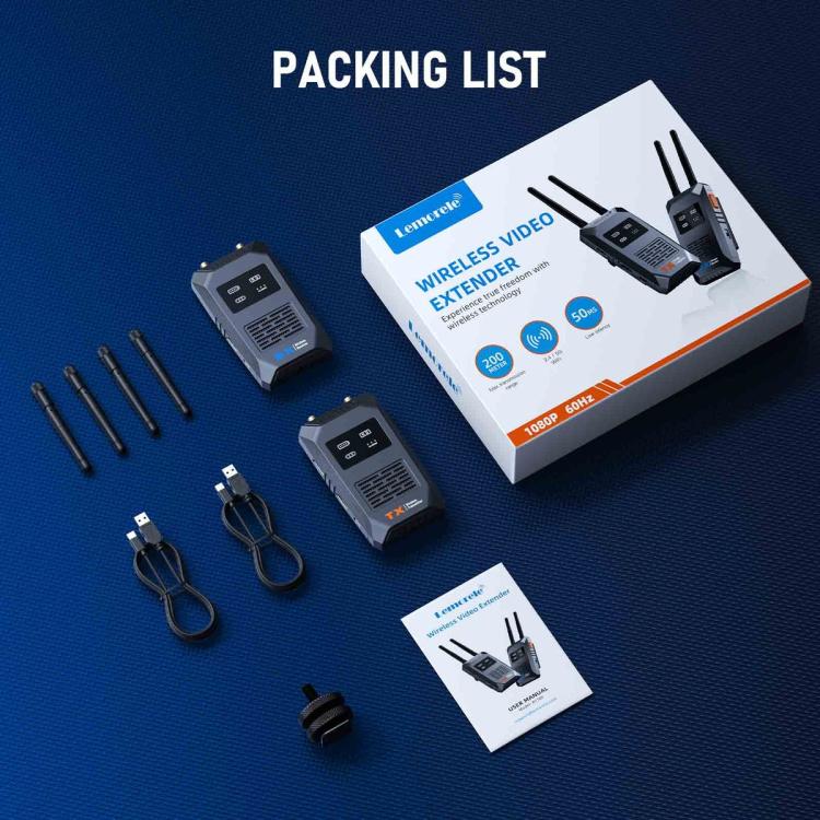 Lemorele Trådlös HDMI-sändare R1100 1080p 200m med loop out / Trådlös HDMI-länk / Videosändare