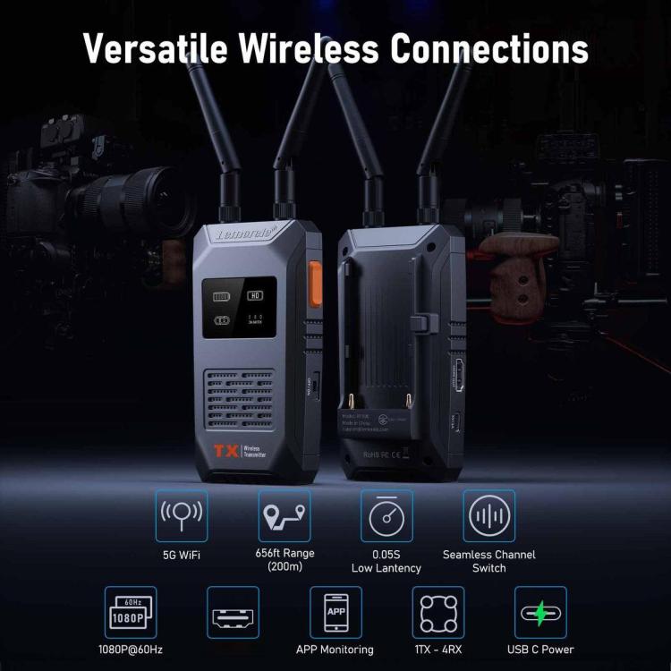 Lemorele Trådlös HDMI-sändare R1100 1080p 200m med loop out / Trådlös HDMI-länk / Videosändare