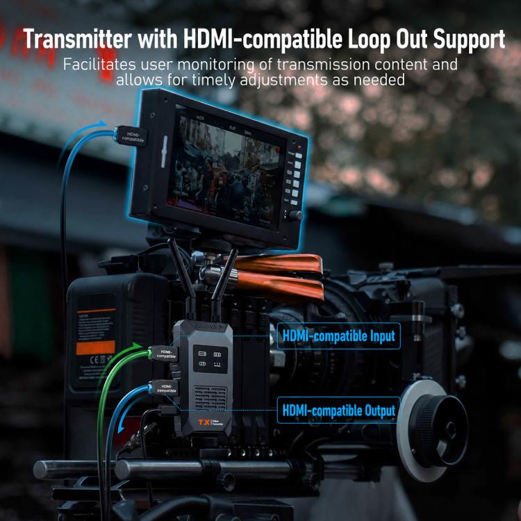 Lemorele Trådlös HDMI-sändare R1100 1080p 200m med loop out / Trådlös HDMI-länk / Videosändare