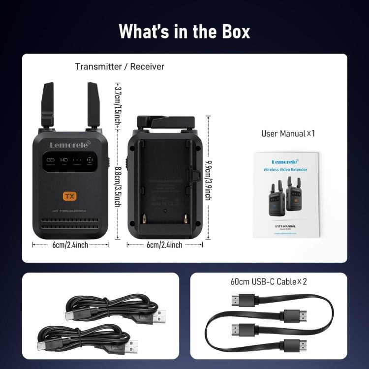 Lemorele Trådlös HDMI-sändare R5000 1080p 200m med loop out / HDMI-länk / Videosändare