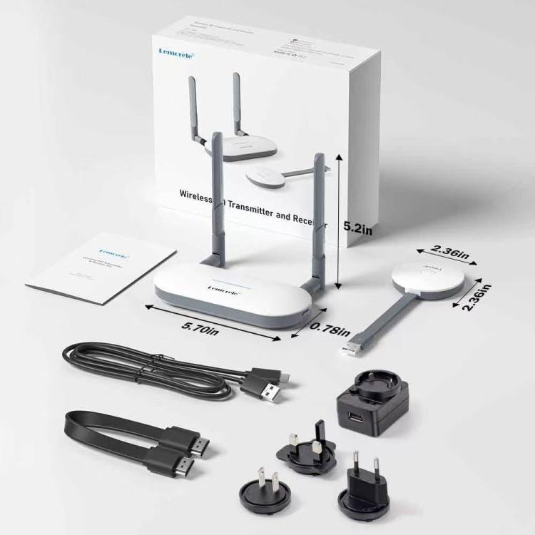 Lemorele Trådlös USB-A-sändare G60 1080p 50m med HDMI och VGA / Bildlänk / AV-sändare