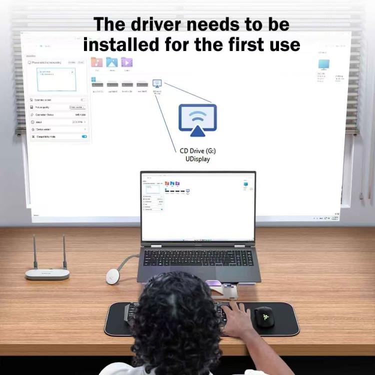 Lemorele Trådlös USB-A-sändare G60 1080p 50m med HDMI och VGA / Bildlänk / AV-sändare