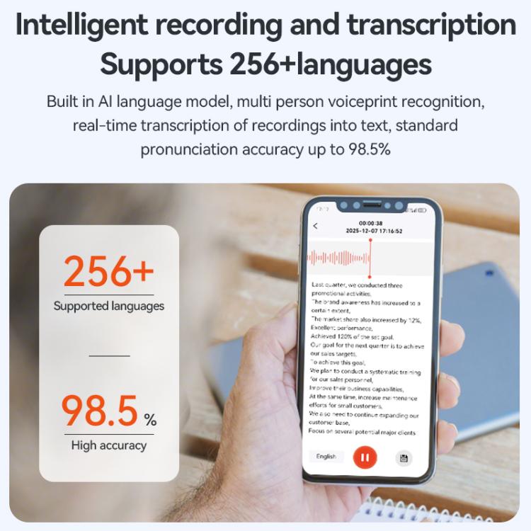 AI-diktafon med USB-C 16GB - Mörkblå / Bärbar röstinspelare / USB-minne med inspelning