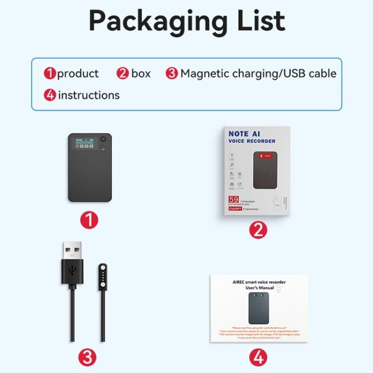 AI-diktafon ultratunn med 0,96" display 16GB - Svart / Röstinspelare / Inspelningsenhet