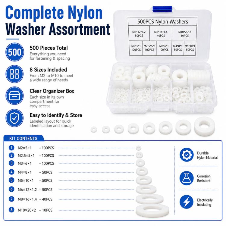 Distansbrickor i nylon 500-pack - Vit / Nylonbrickor / Isolerbrickor