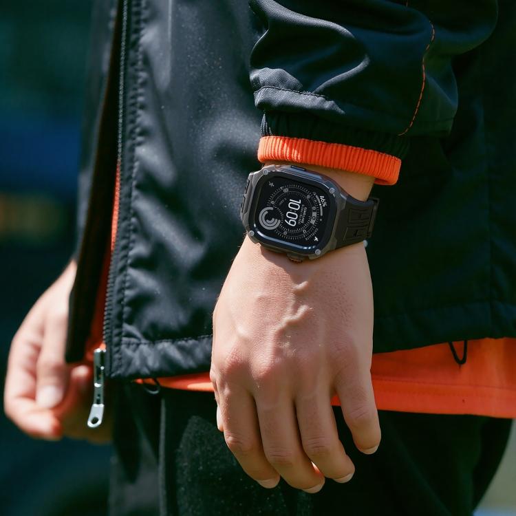 Klockarmband i silikon med metallram till Apple Watch Ultra 49mm - Svart / Klockband / Silikonband