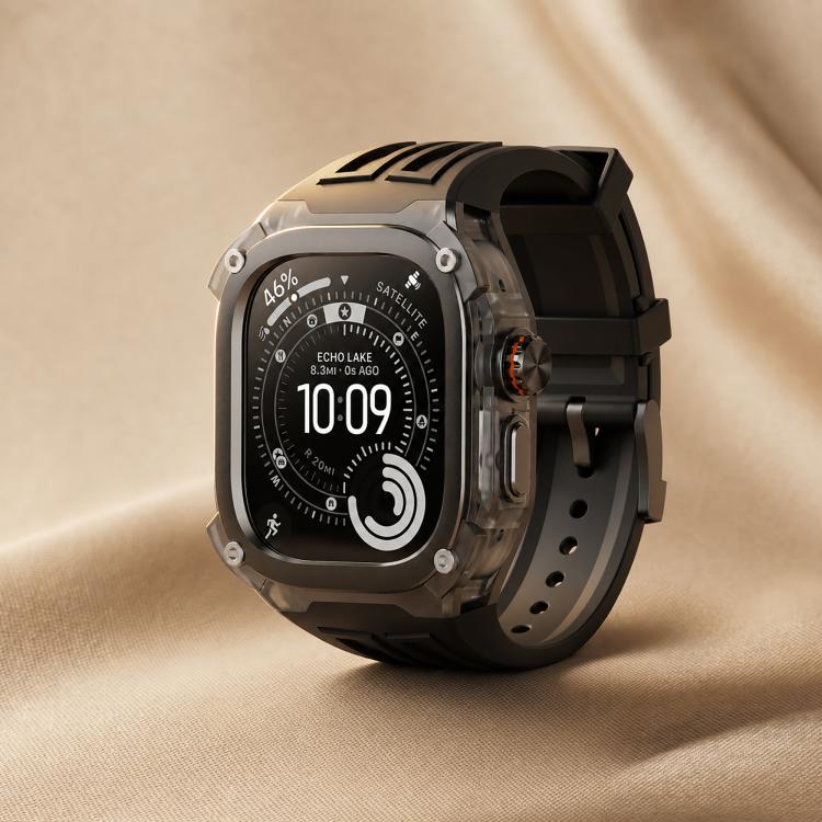 Klockarmband i silikon med metallram till Apple Watch Ultra 49mm - Svart / Klockband / Silikonband