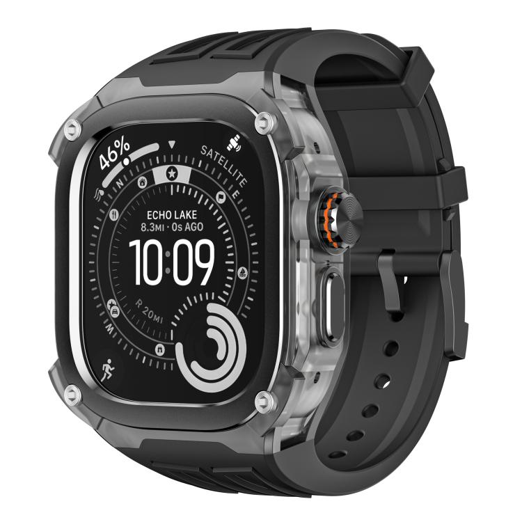 Klockarmband i silikon med metallram till Apple Watch Ultra 49mm - Svart / Klockband / Silikonband